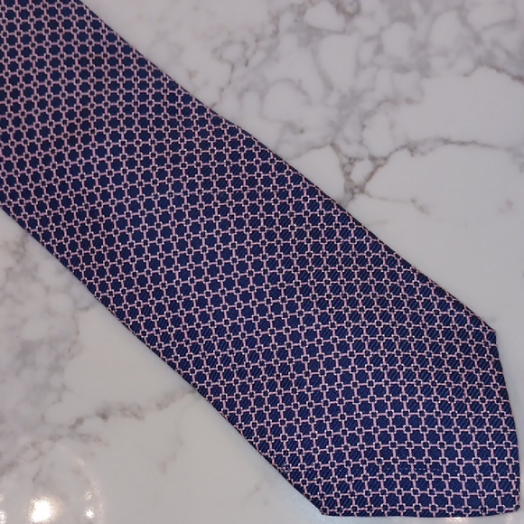 Elegant Alain Figaret Blue and Pink Patterned Men's Tie - Picture 1 of 3